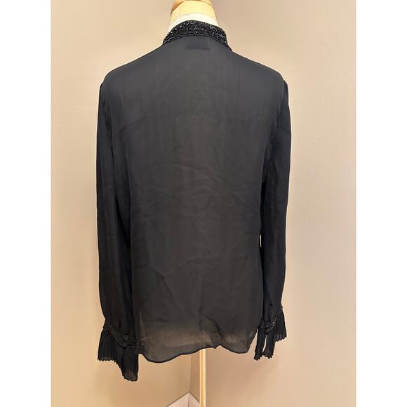 Oscar de la Renta Black Beaded Embroidery Blouse Sz M/L - Picture 6 of 7